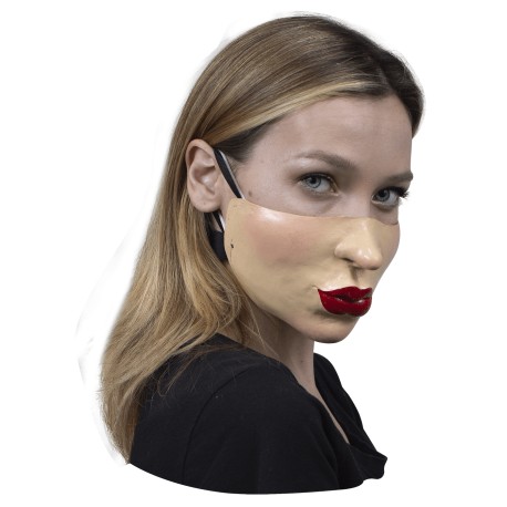 Cubrebocas látex labios rojos